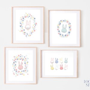 Kunstdruck Set Hase, Hase Kinderzimmer Deko, Hase Kunstdruck, Geschenk zur Geburt, Illustration Illustration Tier, Illustration zur Geburt