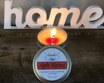 Apple Harvest-Scented candle-Apple Scented Candle-Candle Tin-Container Candles-Heart Candle-Color Change Candle-Love and Light for your Soul
