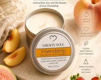 Friendship candle- light orange embedded heart-Strawberry, Guava, Peach nectar scented