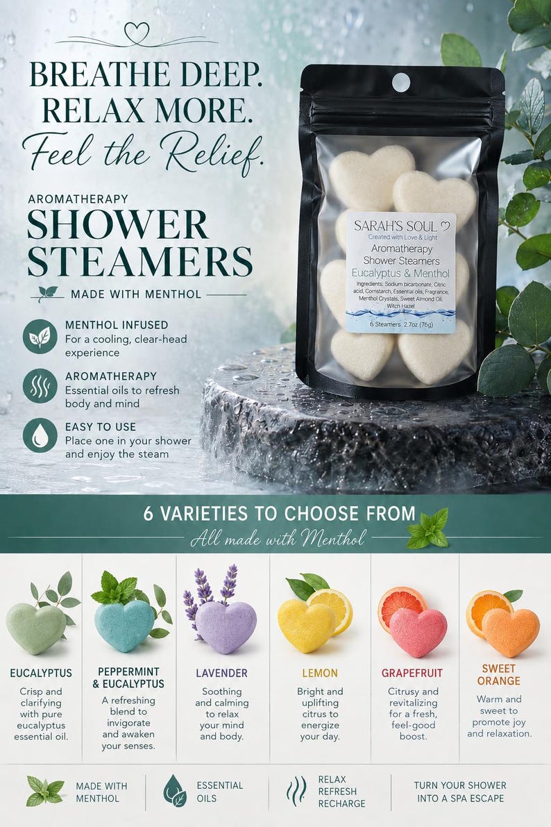 Menthol Shower Steamers: Aromatherapy Relaxation - 6 Pack - Etsy