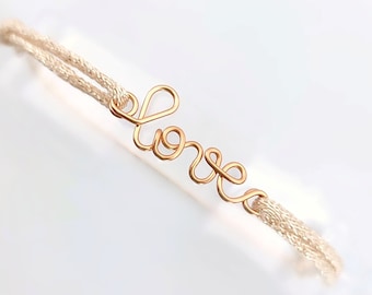 Bracelet message ou prénom personnalisé avec cordon brillant, choix de coloris, rose, doré, noir , taille ajustable, cadeau Noël femme fille
