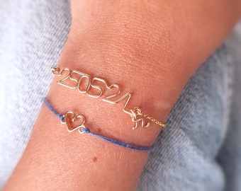 Customizable date bracelet, personalized number, wedding date, anniversary, birth, gifts for her, wedding souvenir, event