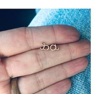 Letter earrings, gold filled, nail, chip, initial, lowercase, wound wire, alphabet, handmade, made in France