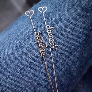 Marca de página de mensajes para personalizar, corazón + nombre, plata u oro, regalo original para el lector, escritura cursiva