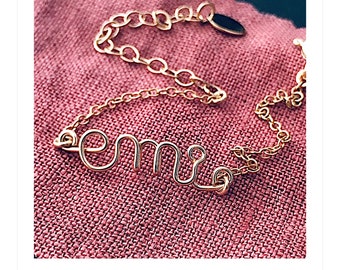 Custom jewelry, name bracelet, wire wrapping, bride gift, for her, customizable gift, word, letter choice, mothers' Day, baptism, birthday
