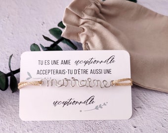 Demande Marraine Bracelet Annonce Grossesse pour la future marraine avec carte personnalisable, bijou personnalisé fait en France
