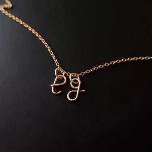 Collar con letra minúscula, inicial manuscrita, colgante del alfabeto, joyería personalizada, relleno de oro, plata 925, regalo personalizado