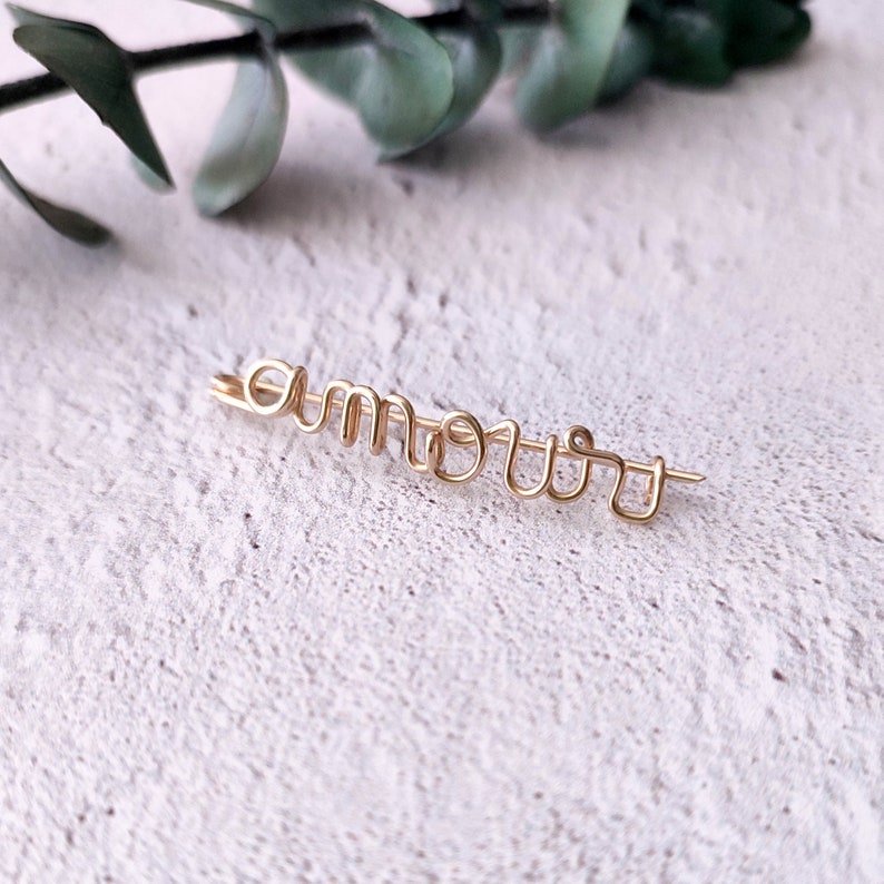 Personalized message brooch, first name bracelet, personalized word, gold or silver thread, woman gift, bridesmaid, wedding image 6