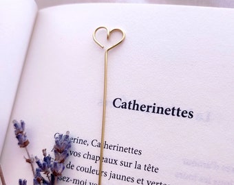 Heart, Number or Letter bookmark in thick silver, gold or copper pink metal for yourself or to offer to passionate readers