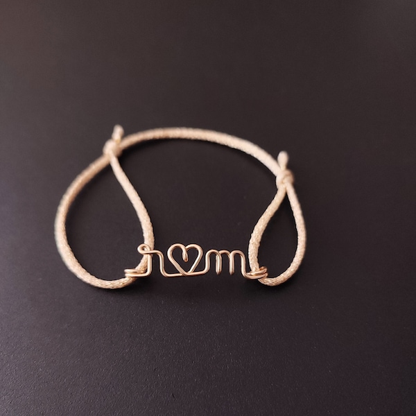 Bracelet message ou prénom personnalisé avec cordon brillant, choix de coloris, rose, doré, noir , noeuds coulissant, taille ajustable