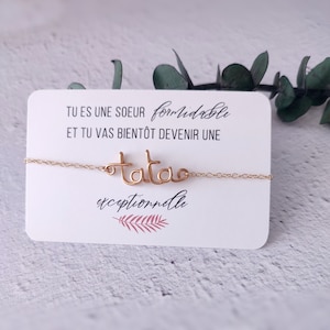 Bijoux Annonce Grossesse pour la future Tatie avec carte personnalisable, bracelet tata, tante, tatie personnalisé fait en France