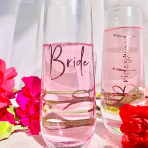 Personalized Bridesmaid Gift | Bridesmaid Proposal | Champagne Flute Custom Decals | DIY Flutes | Decals | DIY | Cup Decal