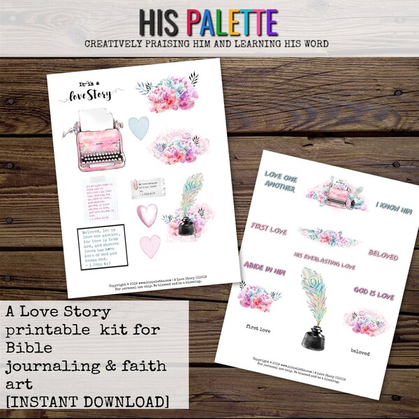 His Palette - "A Love Story" Printable Kit for Bible Journaling and Faith Art