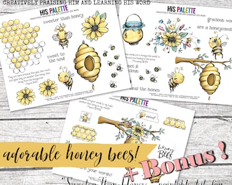Zijn palet - "Zoeter dan honing" afdrukbare kit voor Bijbeljournaling en geloofskunst
