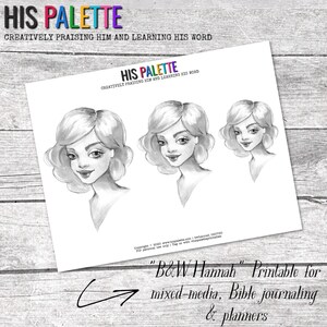 His Palette - &quot;B&W Hannah&quot; printable für Mixed-Media, Bibeljournal und Planner