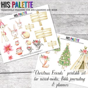 His Palette - &quot;Christmas Friends&quot; Printable Set for Mixed-Media, Bible Journaling and Planners