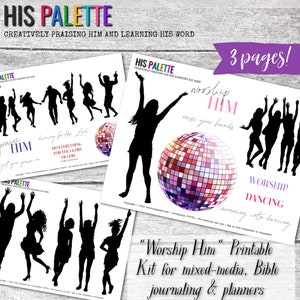 His Palette - &quot;Worship Him&quot; Printable Kit for mixed-media, Bible journaling and planners