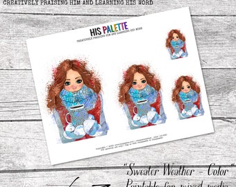 His Palette - Sweater Weather - Color - printable for mixed-media, Bible journaling and planners