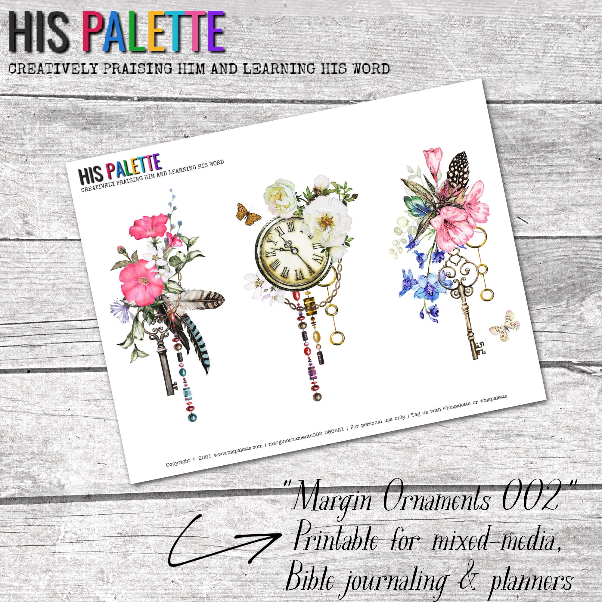 His Palette - "Margin Ornaments 002" printable for mixed-me…