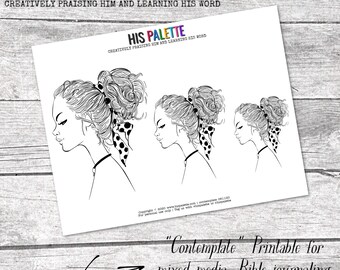 His Palette - "Contemplate" printable for mixed-media, Bible journaling and planner
