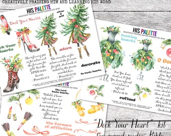His Palette - "Deck Your Heart" Printable Kit for Mixed-Media, Bible Journaling and Faith Art
