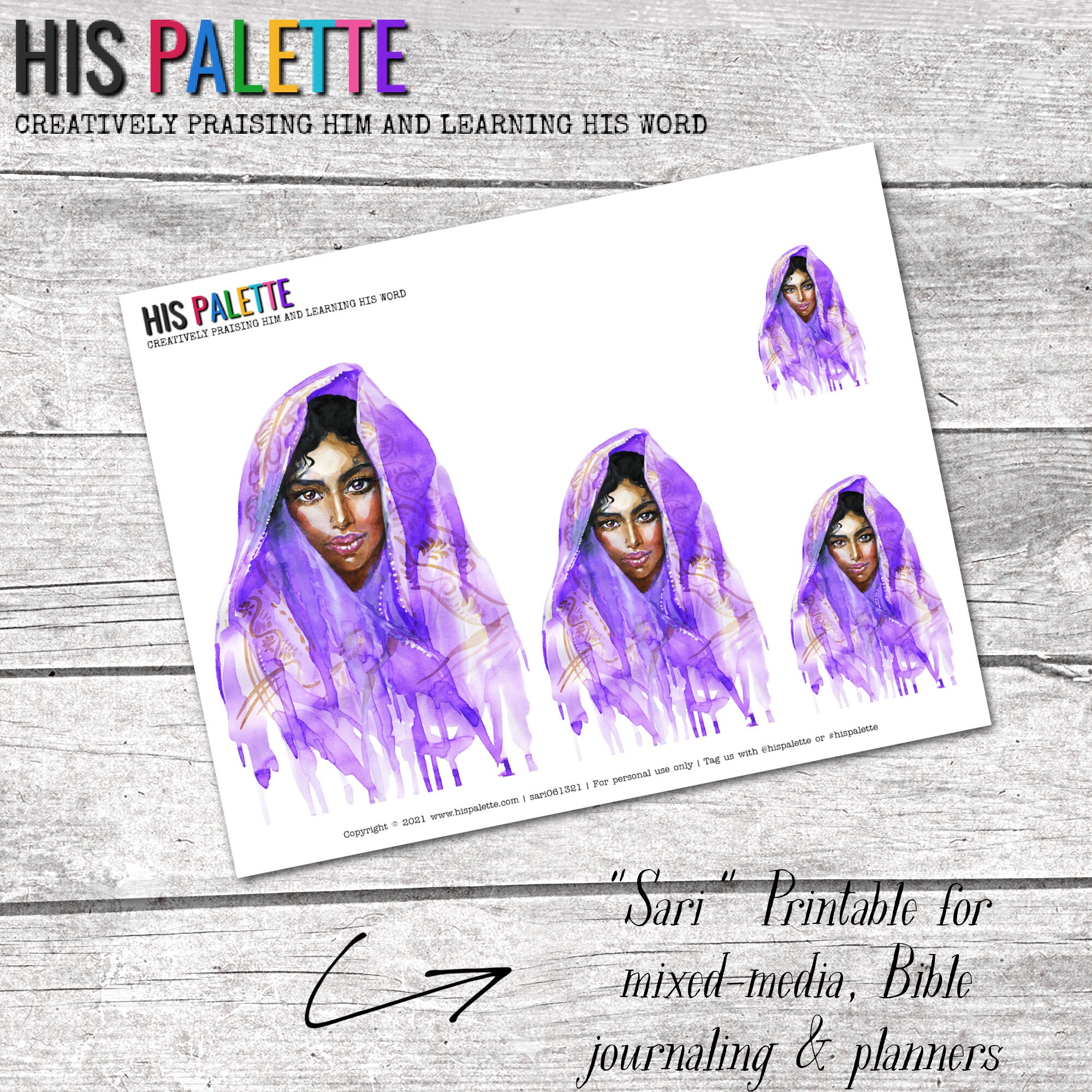 His Palette - "Sari" printable for mixed-media, Bible journ…