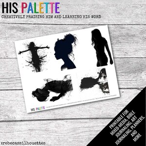 La sua tavolozza, “Rebeca’s Silhouettes”, stampabile per supporti misti, inserimento nel diario biblico e studio biblico