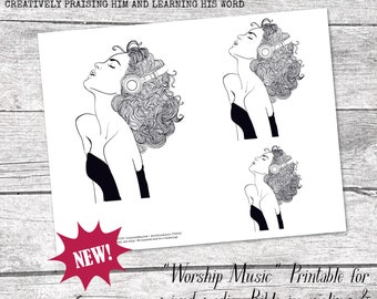 His Palette - "Worship Music" printable for mixed-media, Bible journaling and faith art