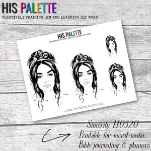 His Palette - Sincerity 2 - printable for mixed-media, Bible journaling and planners