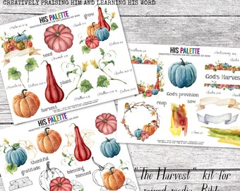 His Palette - "The Harvest" printable kit for mixed-media, Bible journaling and faith art