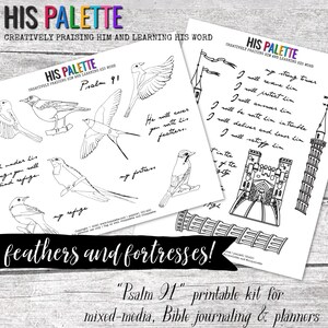 His Palette - &quot;Psalm 91&quot; Printable Set for Mixed-Media, Bible Journaling and Planners