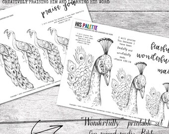 His Palette - "Wonderfully" printable set for mixed-media, Bible journaling and planner