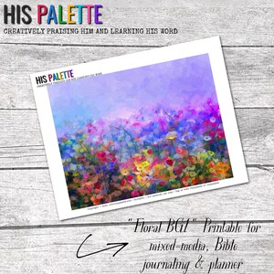 His Palette - &quot;Floral BG1&quot; printable background for mixed-media, Bible journaling and planners