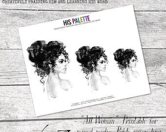 His Palette - "All Woman" printable for mixed-media, Bible journaling and planner
