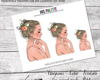 His Palette - "Gorgeous - Color" printable for mixed-media, Bible journaling and planners