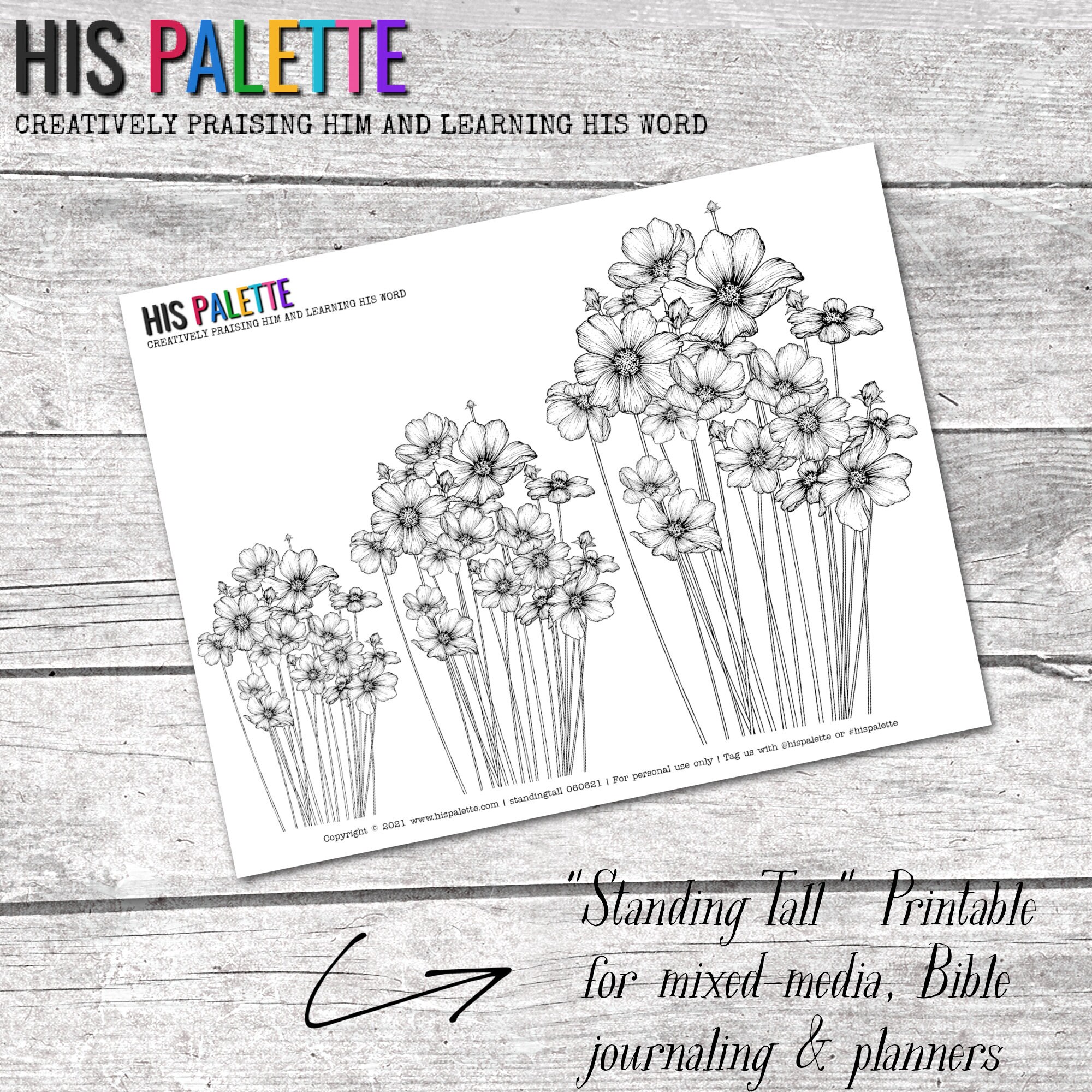 His Palette - "Standing Tall" printable for mixed-media, Bi…