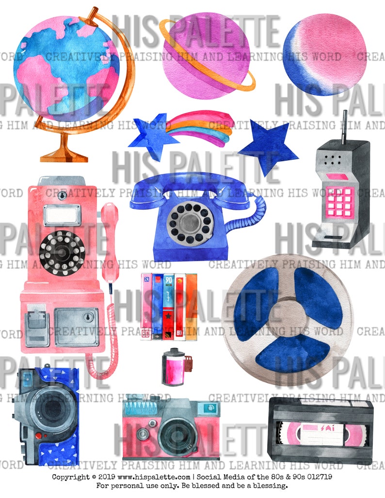 His Palette Social Media of the 80s /& 90s Printable