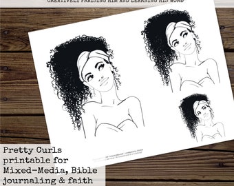 His Palette - "Pretty Curls" Printable for Mixed-Media, Bible Journaling and Faith Art