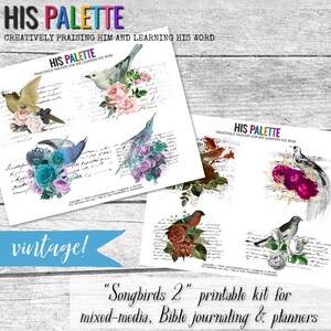 His Palette - &quot;Songbirds 2&quot; printable kit for mixed-media, Bible journaling and planners