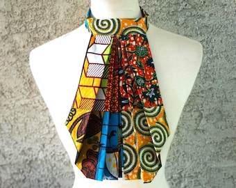 African Wax Print Bib Necklace - Adjustable Cotton Fabric