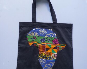 African Print Tote Bag: Kente Stripe Cotton Shopping Bag