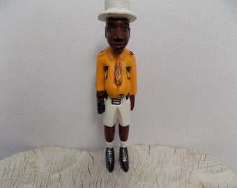 African Colonial Figures, Wooden Handcarved and handpainted Colonial Figures, African Wooden Sculptures