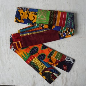 African Print Patchwork Sash: Handmade Ankara Wax Cotton Belt