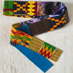 African Print Patchwork Sash: Ankara Wax Cotton Belt
