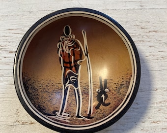 Handpainted African Soapstone Dish: Maasai Warrior Jewelry Holder