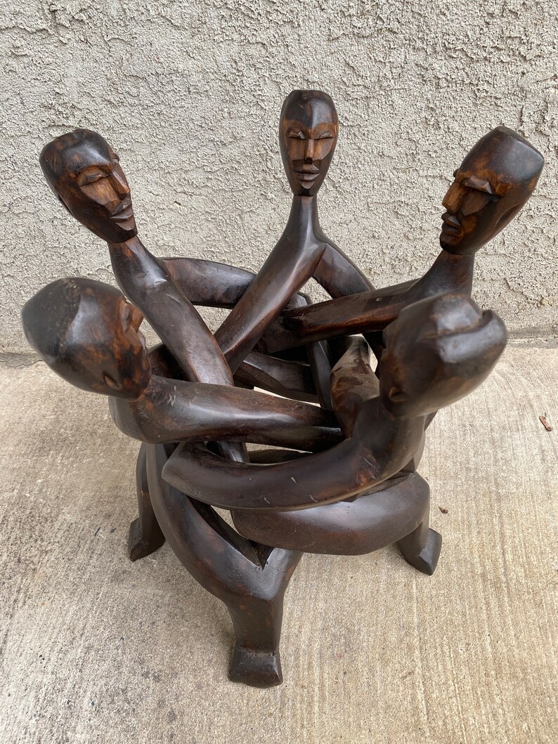 5 Headed African African Unity Statue, African Art, African Décor ...
