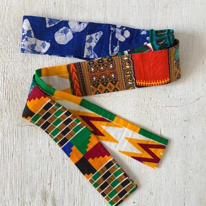 African Print Patchwork Sash: Ankara Wax Cotton Belt