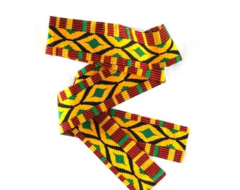 African Kente Print Sash: Vibrant Cotton Fabric Belt
