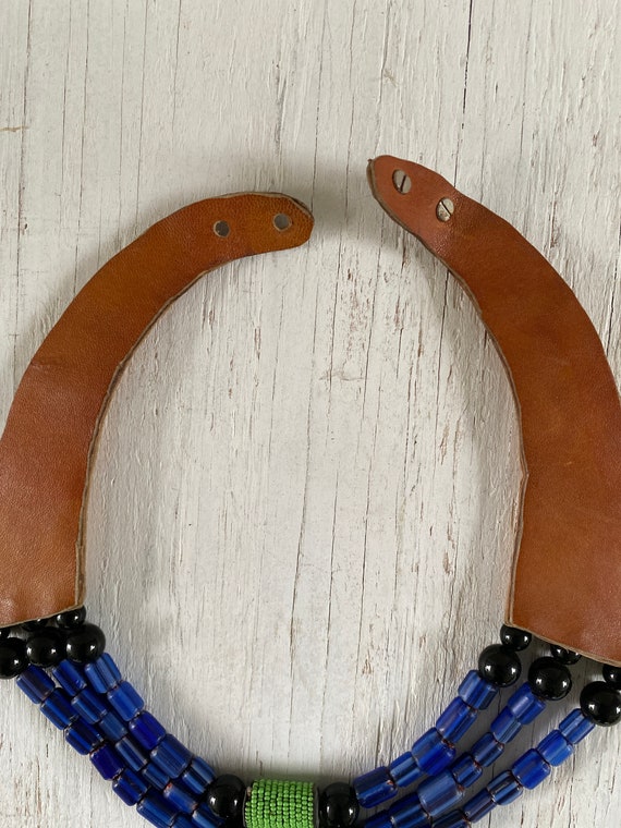 Vintage Beads and Leather Choker/ Decorative Neck… - image 8