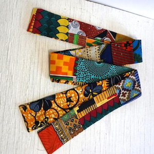 African Print Patchwork Sash: Extra Long Ankara Wax Cotton Belt